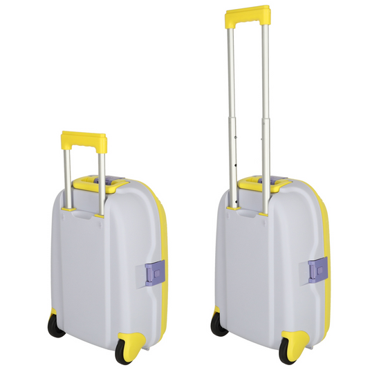 Troler pentru Copii cu Maner Extensibil RollyON UniqViBE® 43 CM, Roti Silentioase, Inchidere cu 3 Clapete, Carcasa Rezistenta la Socuri, Curele de Fixare, Impermeabil, Buzunar Interior, Capacitate Mare, Design Ergonomic, Yellow