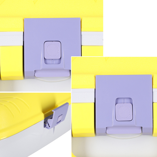 Troler pentru Copii cu Maner Extensibil RollyON UniqViBE® 43 CM, Roti Silentioase, Inchidere cu 3 Clapete, Carcasa Rezistenta la Socuri, Curele de Fixare, Impermeabil, Buzunar Interior, Capacitate Mare, Design Ergonomic, Yellow