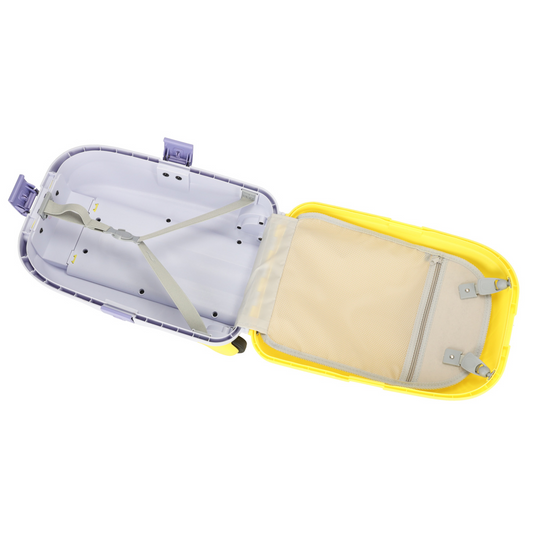 Troler pentru Copii cu Maner Extensibil RollyON UniqViBE® 43 CM, Roti Silentioase, Inchidere cu 3 Clapete, Carcasa Rezistenta la Socuri, Curele de Fixare, Impermeabil, Buzunar Interior, Capacitate Mare, Design Ergonomic, Yellow