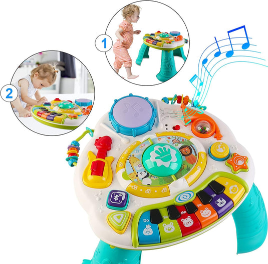 Masuta Interactiva 2in1, Kids Melody, Multifunctionala, cu Activitati tip Busy Board, Functie Bluetooth, Ajustare Volum, Include Microfon, cu Numeroase Sunete si Melodii, Butoane Luminoase, Indiggo@