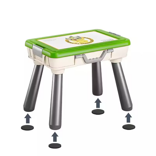 Set Banc de Lucru Multifunctional 4in1 BabyWorkshop Indiggo® cu Bormasina ELECTRICA Bidirectionala, Scaunel si 109 PIESE, Scris / Desenat, Cutie Depozitare Tip Valiza Portabila, Unelte si Accesorii, Margini Rotunjite, Stabil / Antiderapant, Green