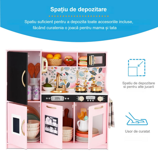 Bucătărie roz cu model floral și tablă de scris, imaginea 5
