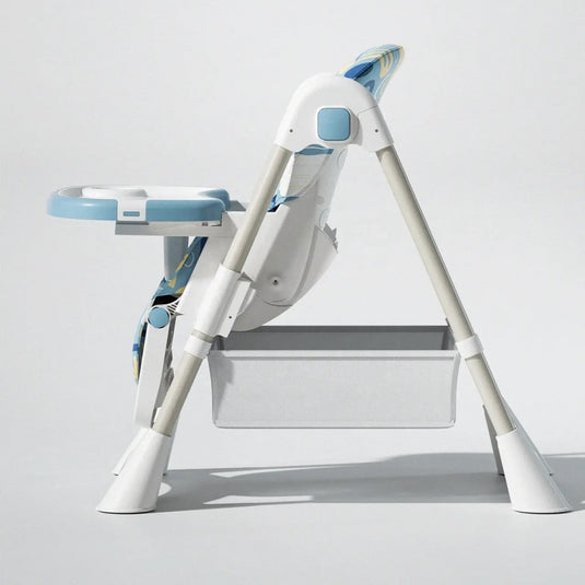 Scaun de Masa Pliabil pentru Bebelusi si Copii KinderVIBE®, 6 Luni +, 4 Pozitii inclinare Spatar, Stabil, Centura de Siguranta 5 Puncte, Ajustabil pe Inaltime, Tavita Reglabila si Detasabila, Loc depozitare, Picioare Antiderapante, Roti blocabile, Gri Fad