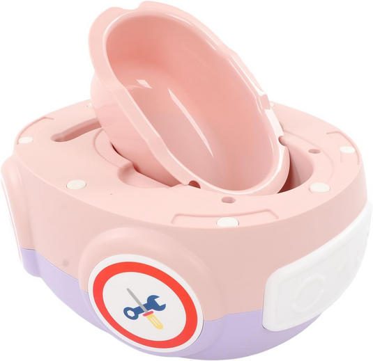 Olita Multifunctionala 3in1 HappyClean Indiggo® cu Perna Moale, Inaltator/Reductor Toaleta, Recipient Colector Detasabil, Manere Siguranta, Fara Miros, Anti-Stropire/Anti-Alunecare, Spatar Ergonomic, Capac, Confortabil, Curatare Usoara, Violet/Pink