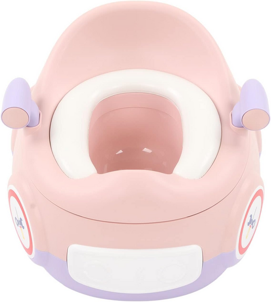 Olita Multifunctionala 3in1 HappyClean Indiggo® cu Perna Moale, Inaltator/Reductor Toaleta, Recipient Colector Detasabil, Manere Siguranta, Fara Miros, Anti-Stropire/Anti-Alunecare, Spatar Ergonomic, Capac, Confortabil, Curatare Usoara, Violet/Pink