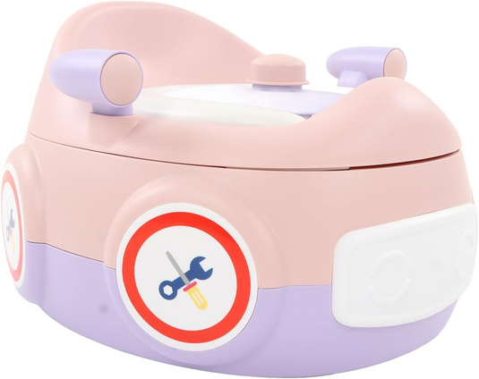 Olita Multifunctionala 3in1 HappyClean Indiggo® cu Perna Moale, Inaltator/Reductor Toaleta, Recipient Colector Detasabil, Manere Siguranta, Fara Miros, Anti-Stropire/Anti-Alunecare, Spatar Ergonomic, Capac, Confortabil, Curatare Usoara, Violet/Pink