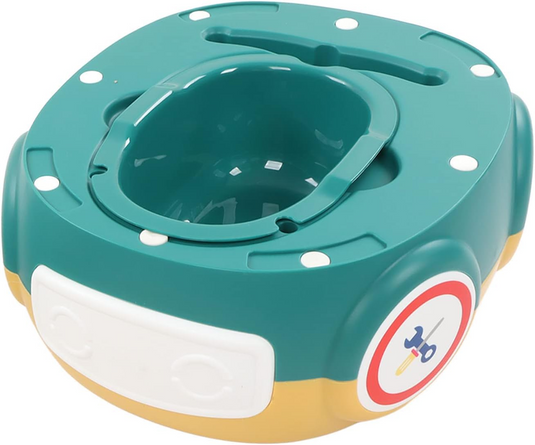 Olita Multifunctionala 3in1 HappyClean Indiggo® cu Perna Moale, Inaltator/Reductor Toaleta, Recipient Colector Detasabil, Manere Siguranta, Fara Miros, Anti-Stropire/Anti-Alunecare, Spatar Ergonomic, Capac, Confortabil, Curatare Usoara, Green/Yellow