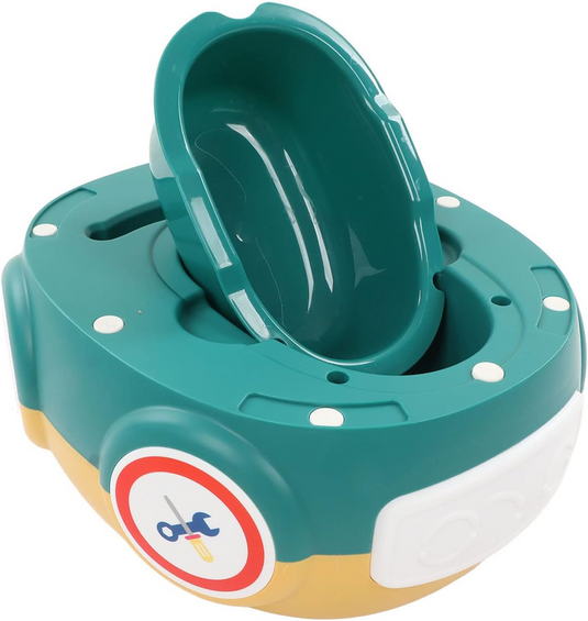 Olita Multifunctionala 3in1 HappyClean Indiggo® cu Perna Moale, Inaltator/Reductor Toaleta, Recipient Colector Detasabil, Manere Siguranta, Fara Miros, Anti-Stropire/Anti-Alunecare, Spatar Ergonomic, Capac, Confortabil, Curatare Usoara, Green/Yellow
