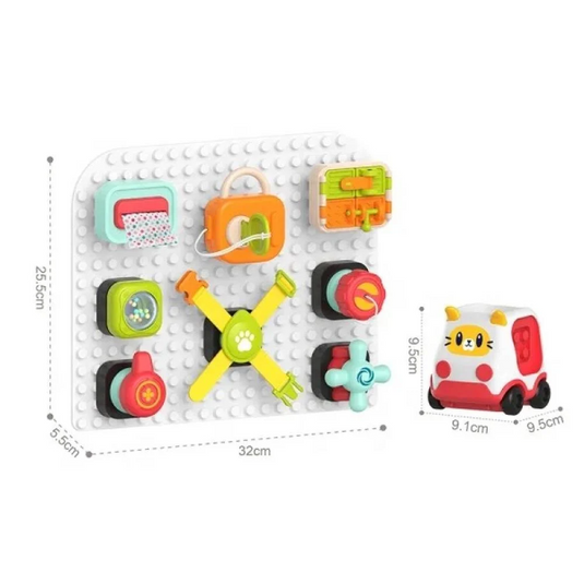 Plansa de Constructie Tip Montessori CreativeBoard Indiggo® Placa cu Activitati Educationale, Compatibil Jucarii LEGO, Masinuta, Asamblare Nelimitata, Alb/Rosu