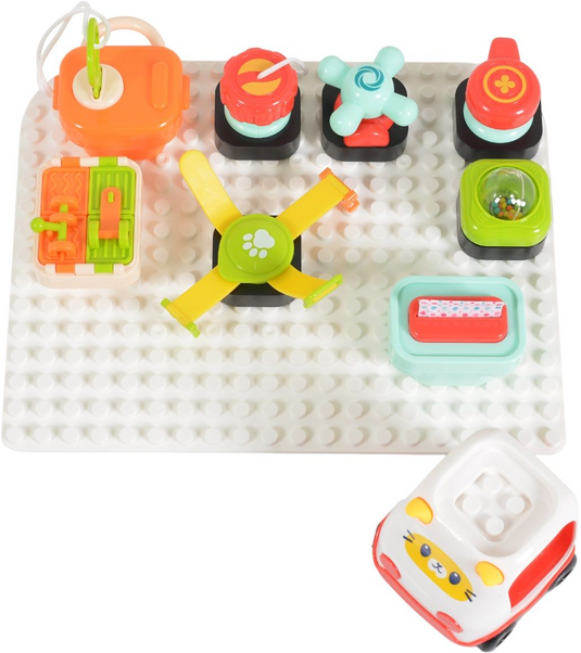 Plansa de Constructie Tip Montessori CreativeBoard Indiggo® Placa cu Activitati Educationale, Compatibil Jucarii LEGO, Masinuta, Asamblare Nelimitata, Alb/Rosu
