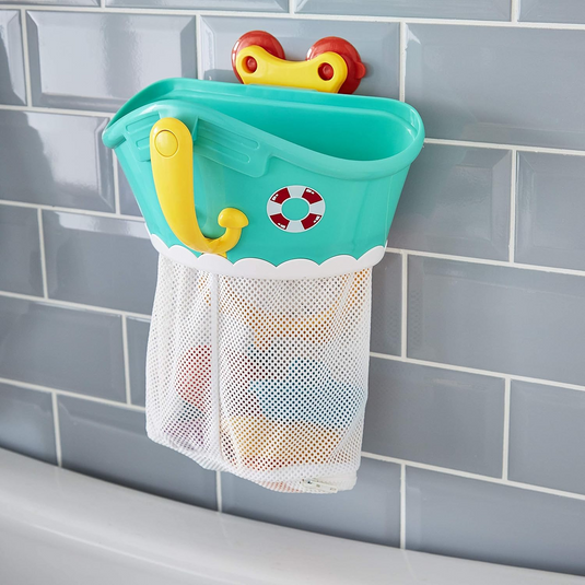 Set Jucarii de Baie pentru Copii si Bebelusi HappyShower Indiggo®, 7 Animalute Marine, Cos de Uscare si Depozitare cu Fermoar pentru Acces Usor si 3 Ventuze pentru Prindere, Fixare Perete sau Cada, Multicolor