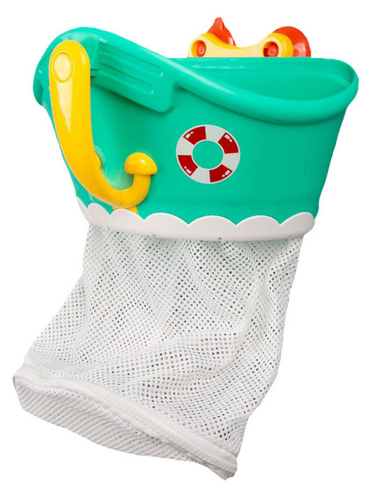 Set Jucarii de Baie pentru Copii si Bebelusi HappyShower Indiggo®, 7 Animalute Marine, Cos de Uscare si Depozitare cu Fermoar pentru Acces Usor si 3 Ventuze pentru Prindere, Fixare Perete sau Cada, Multicolor