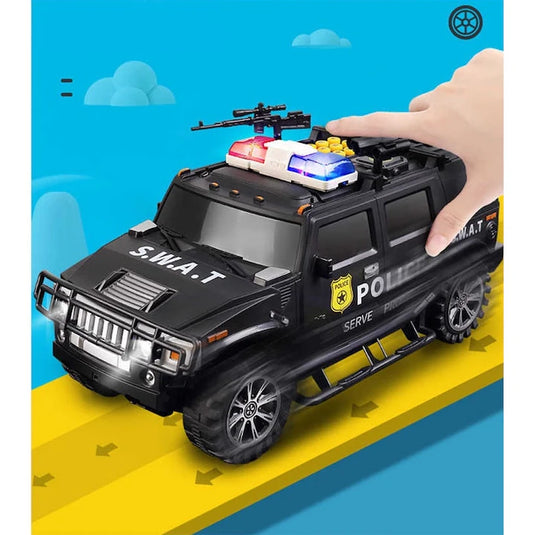 Pusculita inteligenta tip masina blindata pentru copii SMART SWAT, Cu sunete si lumina, Deschidere cu parola si recunoastere a amprentelor digitale, Plastic, Negru