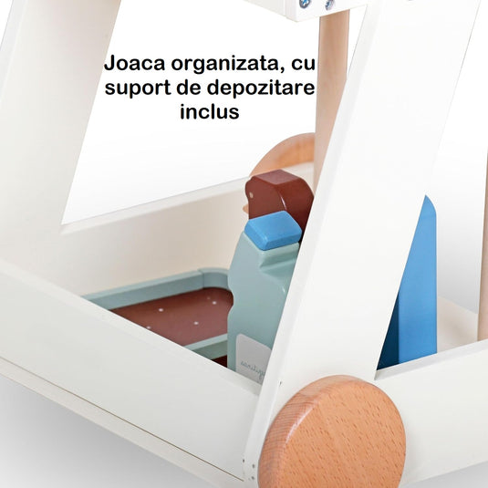Set de Joaca si Curatenie, Interactiv si Educativ din lemn natural si Jucarie de Rol pentru Copii, MINI CLEANING KIT, 10 Piese, Mop, Faras, Perie, Matura, si Accesorii de Curatat, Suport inclus, Woody