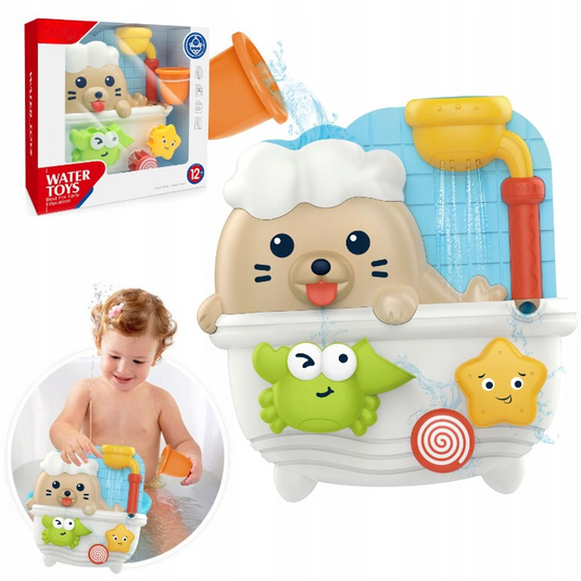 Set Jucarie de Baie pentru Copii si Bebelusi HappyLion Indiggo®,, Ventuze pentru Prindere, Fixare Perete sau Cada, in Culori Vibrante, Distractive si Interactive, 12luni+