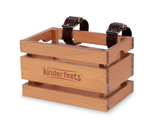 Cos tricicleta/bicicleta din lemn - maro - Kinderfeets - handmade, curele din piele, produs ecologic, non-toxic