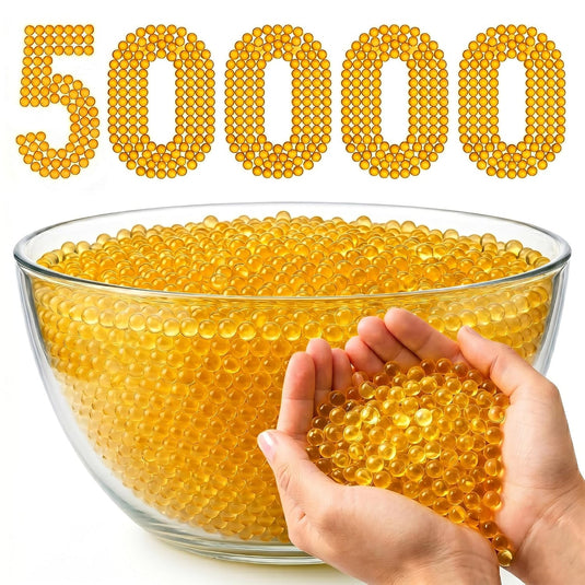 Bile Decorative din Hidrogel - Water Bomb Orange - 50 000 de Bilute Biodegradabile, Expandabile in Apa, 7-8 mm, 250 gr, Potrivite pentru Decorarea Vazelor si a Bolurilor de Sticla