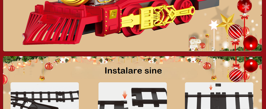 Trenulet Electric cu Aburi RetroSteamTrain pentru Copii, Include Tren Electric cu Efecte Sonore, Lumini, Fum Real, 3 Vagoane, 12 Sine, 4 Masinute, Model Retro, Indiggo@, Multicolor, +3 Ani