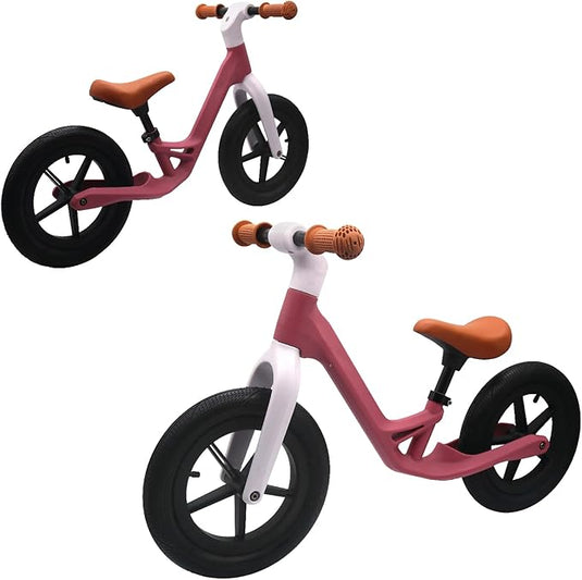 Bicicleta de Echilibru SuperRideOn pentru Copii, Ghidon cu Rotatie Limitata, Cadru din Otel, Sa Reglabila, Mansoane din Material Antiderapant, Roti de 30 cm, Indiggo@, Aventura si siguranta pe doua roti, + 3 Ani, Roz