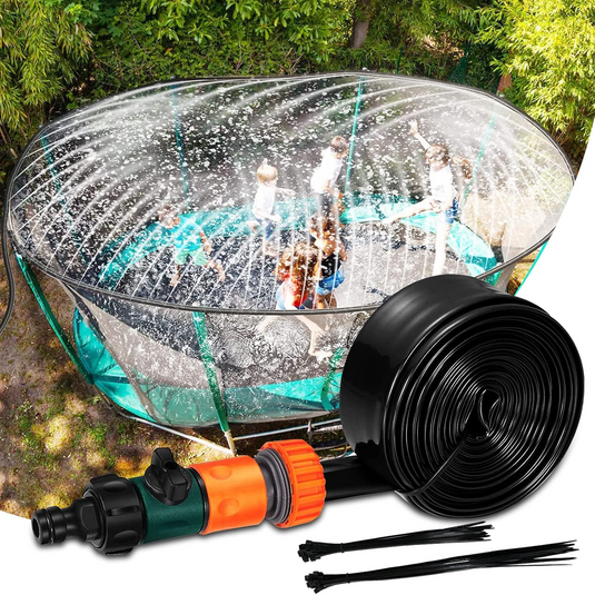 Set Complet Aspersor pentru Trambulina, Pulverizator de Apa, Presiune Reglabila, Material Rezistent, Lungime 8 m, Multifunctional