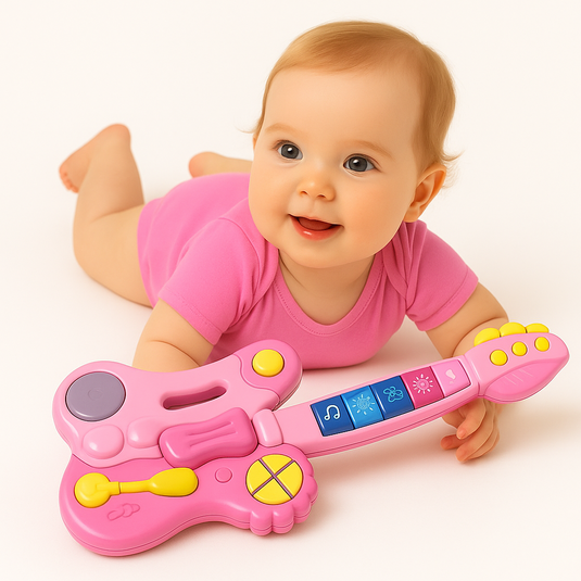 Chitara Muzicala pentru Copii MiniStar Indiggo® Taste Multifunctionale, Dinamica, Sunete si Lumini, Distractiv si Interactiv, Pink