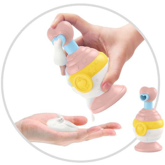 Jucarie Interactiva de baie pentru Copii - WaterBubble, Genereaza Bule de Sapun, Plastic ABS, Design Vesel si Prietenos, Roz Pudrat