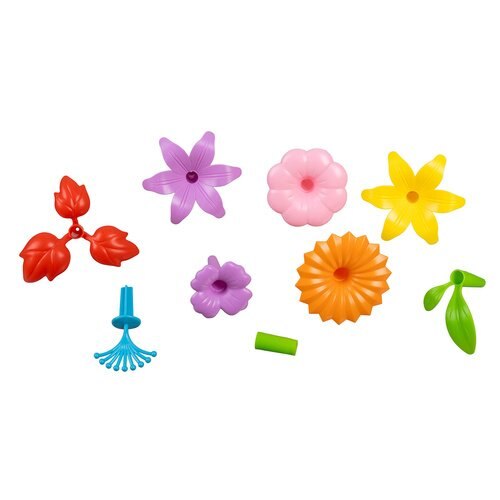 Set Creativ de Constructie 3D - Flower Garden Indiggo@, Gradina cu Flori Modulare, Include 139 piese, Valiza pe Roti si Maner, Jucarie Educativa pentru Copii, Multicolor