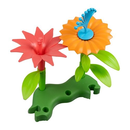 Set Creativ de Constructie 3D - Flower Garden Indiggo@, Gradina cu Flori Modulare, Include 139 piese, Valiza pe Roti si Maner, Jucarie Educativa pentru Copii, Multicolor