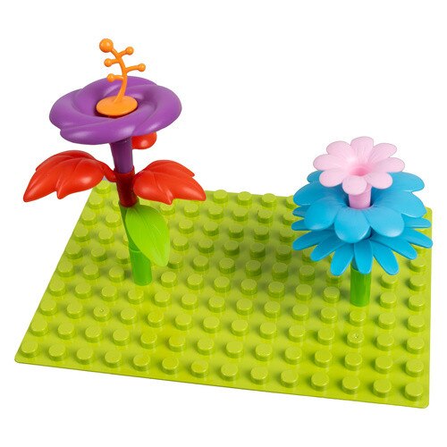 Set Creativ de Constructie 3D - Flower Garden Indiggo@, Gradina cu Flori Modulare, Include 139 piese, Valiza pe Roti si Maner, Jucarie Educativa pentru Copii, Multicolor
