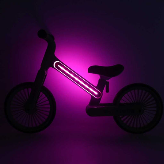 Bicicleta de Echilibru pentru Copii - NeoGlow Balance Bike Indiggo@, Iluminare LED RGB 20 Moduri, Roti EVA 12 inch Rezistente, Sa Reglabila, Cadru Usor 3.6 kg, 2+ Ani, Rose