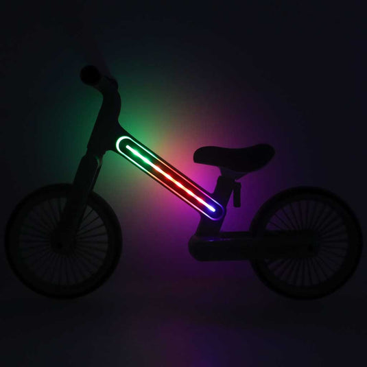 Bicicleta de Echilibru pentru Copii - NeoGlow Balance Bike Indiggo@, Iluminare LED RGB 20 Moduri, Roti EVA 12 inch Rezistente, Sa Reglabila, Cadru Usor 3.6 kg, 2+ Ani, Rose