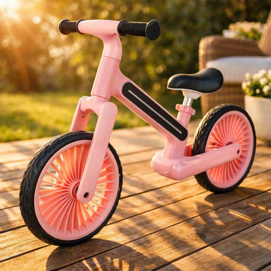 Bicicleta de Echilibru pentru Copii - NeoGlow Balance Bike Indiggo@, Iluminare LED RGB 20 Moduri, Roti EVA 12 inch Rezistente, Sa Reglabila, Cadru Usor 3.6 kg, 2+ Ani, Rose