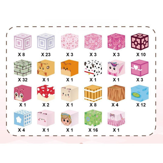 Set de Constructie SmartBlocks Indiggo@, Include 140 de Piese, Joc Educativ 3D pentru Copii, Constructii STEM, Blocuri Magnetice Rezistente, Cuburi Magnetice Colorate, Dezvoltare Creativitate si Gandire Logica, 3 Ani+, Purple