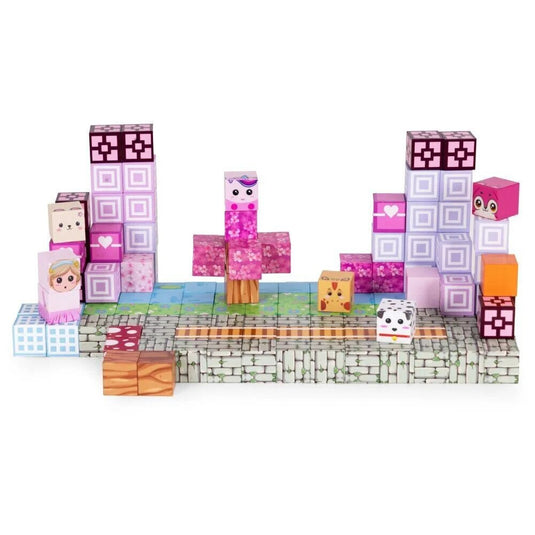 Set de Constructie SmartBlocks Indiggo@, Include 140 de Piese, Joc Educativ 3D pentru Copii, Constructii STEM, Blocuri Magnetice Rezistente, Cuburi Magnetice Colorate, Dezvoltare Creativitate si Gandire Logica, 3 Ani+, Purple