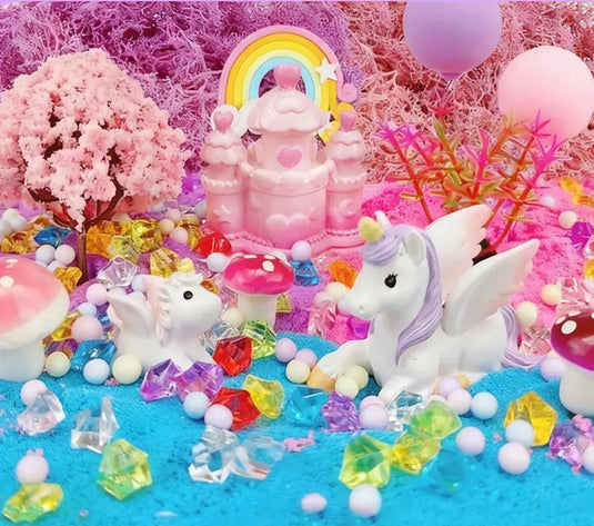 Lampa de Noapte pentru Copii UnicornLight Indiggo®Set Creativ DIY Terrarium cu Sirena pentru Copii, Lampa de Noapte LED cu Telecomanda, 13 Culori si 4 Moduri de Iluminare, Nisip Magic, Cristale si Figurine Marine, Joc Educativ STEM, 3 Ani+, Pink