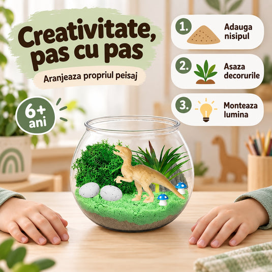 Lampă de noapte cu dinozauri, terariu DIY, imaginea 12