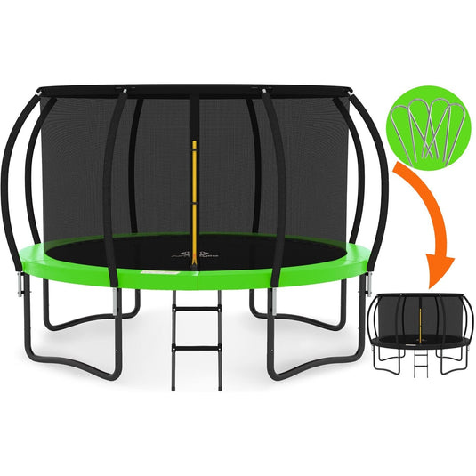 Resigilat: Trambulina pentru Copii KangoJump™ 12FT/365CM No Gap Design, Stalpi Curbati de Siguranta, Plasa Protectie