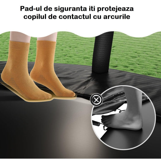 Resigilat: Trambulina pentru Copii KangoJump™ 12FT/365CM No Gap Design, Stalpi Curbati de Siguranta, Plasa Protectie