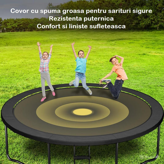 Resigilat: Trambulina pentru Copii KangoJump™ 12FT/365CM No Gap Design, Stalpi Curbati de Siguranta, Plasa Protectie