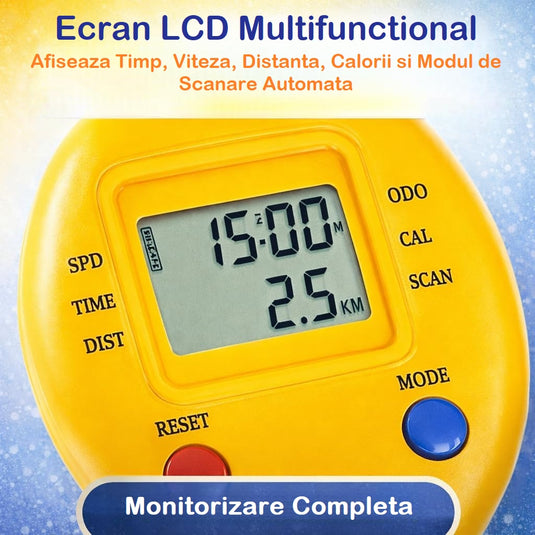 Bicicleta Fitness Stationara pentru Copii MiniMotion™ SpinMax Reglabila pe Inaltime, Ecran Digital Monitorizare Timp, Viteza, Distanta si Calorii, Pedale Antiderapante, Manere cu Spuma SoftTouch, Capacitate 68 Kg, Multicolor