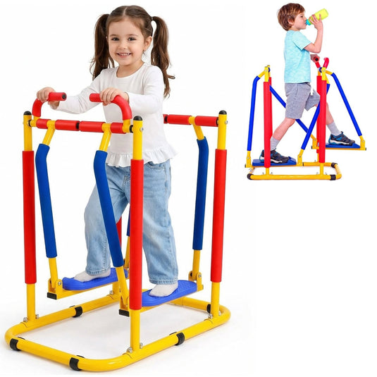 Aparat Fitness Tip Air Walker pentru Copii MiniMotion™ StepMax, Cadru din Otel Rezistent Invelit cu Spuma Moale SoftTouch, Pedale Antiderapante, Design Reglabil, Usor de Instalat, Stabil, Dezvoltare Fizica si Coordonare, Multicolor