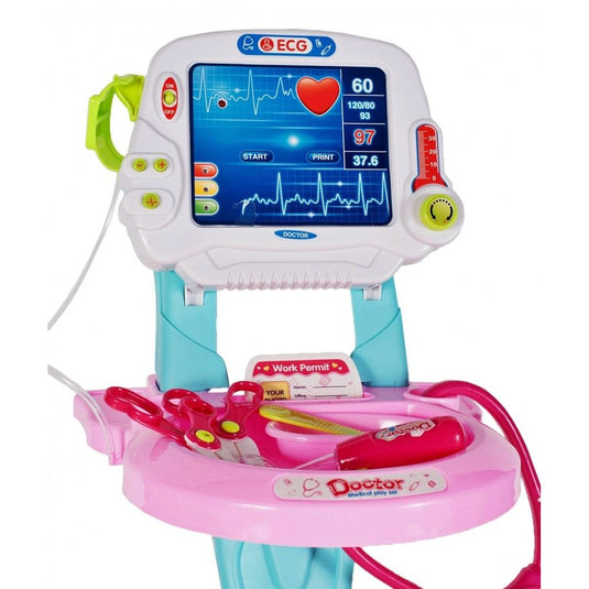 Trusă medicală de jucărie Medical Kit cu cărucior pe roți și 17 accesorii, de la 4 ani