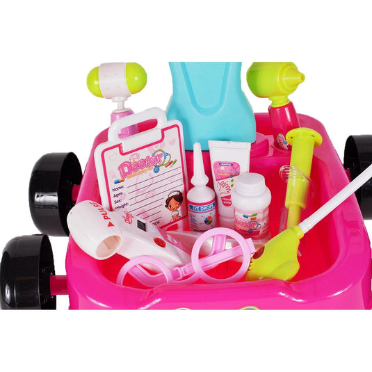 Trusă medicală de jucărie Medical Kit cu cărucior pe roți și 17 accesorii, de la 4 ani