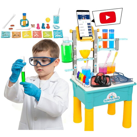 Set Stiintific pentru Copii ScienceKids™ 170 Experimente, Masuta Laborator Interactiva, STEM, Accesorii Educative, Ochelari de Protectie, Suport Smartphone, Invatare Practica, Dezvoltare si Creativitate