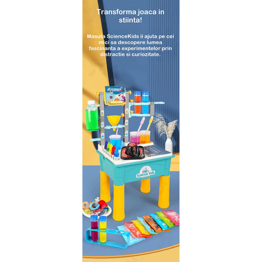 Set Stiintific pentru Copii ScienceKids™ 170 Experimente, Masuta Laborator Interactiva, STEM, Accesorii Educative, Ochelari de Protectie, Suport Smartphone, Invatare Practica, Dezvoltare si Creativitate