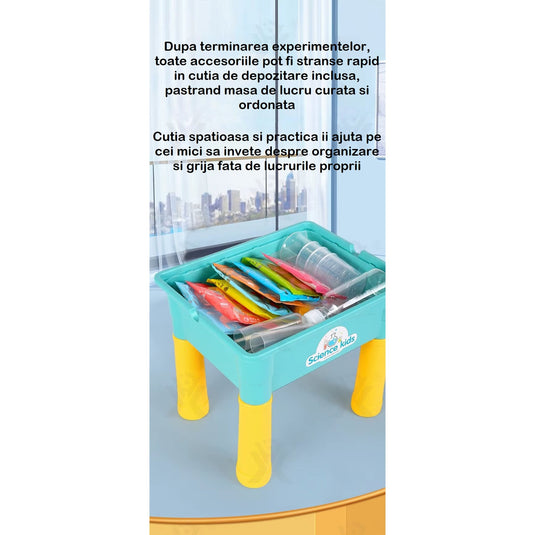 Set Stiintific pentru Copii ScienceKids™ 170 Experimente, Masuta Laborator Interactiva, STEM, Accesorii Educative, Ochelari de Protectie, Suport Smartphone, Invatare Practica, Dezvoltare si Creativitate