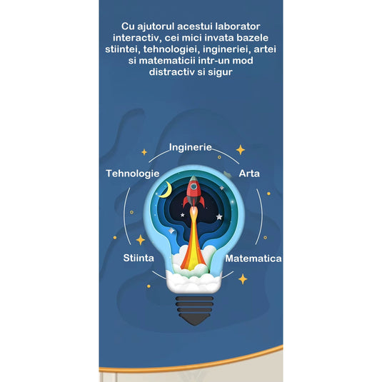 Set Stiintific pentru Copii ScienceKids™ 170 Experimente, Masuta Laborator Interactiva, STEM, Accesorii Educative, Ochelari de Protectie, Suport Smartphone, Invatare Practica, Dezvoltare si Creativitate