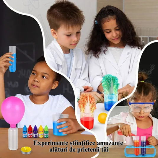 Resigilat: Set de Joaca Educativ Kit Experimente Stiintifice - ScienceBOX™ 80 de Experimente, STEM, Experimente cu Apa, Chimie si Earth Science, Experimente Magice, Vulcan, Cristale, Curcubeu Lichid, 6 Ani+, White Purple