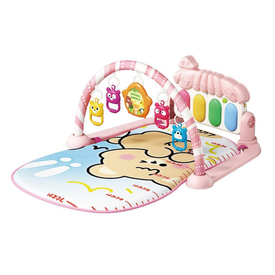 Salteluta si Centru de Activitati BambinoGym™ Pian Multifunctional, Muzica si Lumini, Arcada cu Jucarii, Perna Moale si Lavabila, Elemente Detasabile, Pink