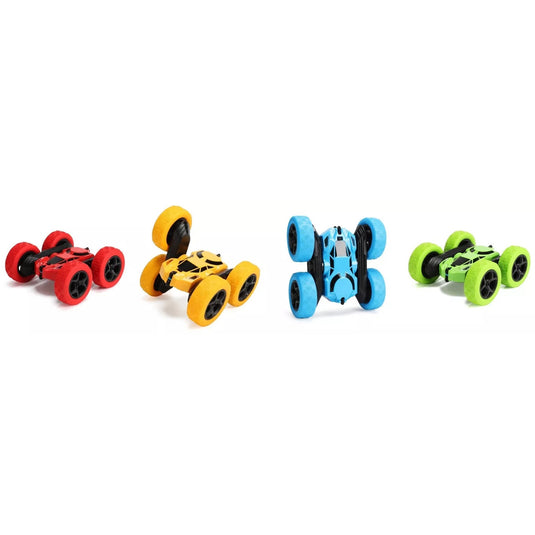 Masinuta cu Telecomanda StuntRaceCar, Vehicul Off-Road cu Tractiune 4x4, Iluminare LED Functie de Rotire 360 de Grade, Telecomanda cu Raza de Actiune 40 m si Tehnologie de Control 2.4 GHz, Baterie Reincarcabila, Cablu USB, Indiggo@, Green, 5+